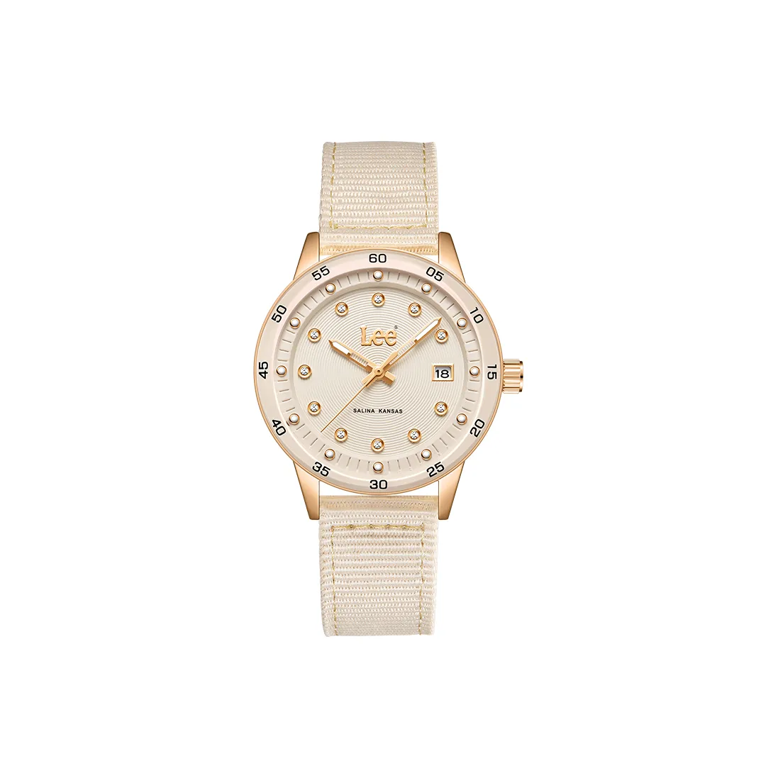 Lee Shiny Colors Collection Кварцевые часы механизм ремешок из нейлона бежевый циферблат женские часы