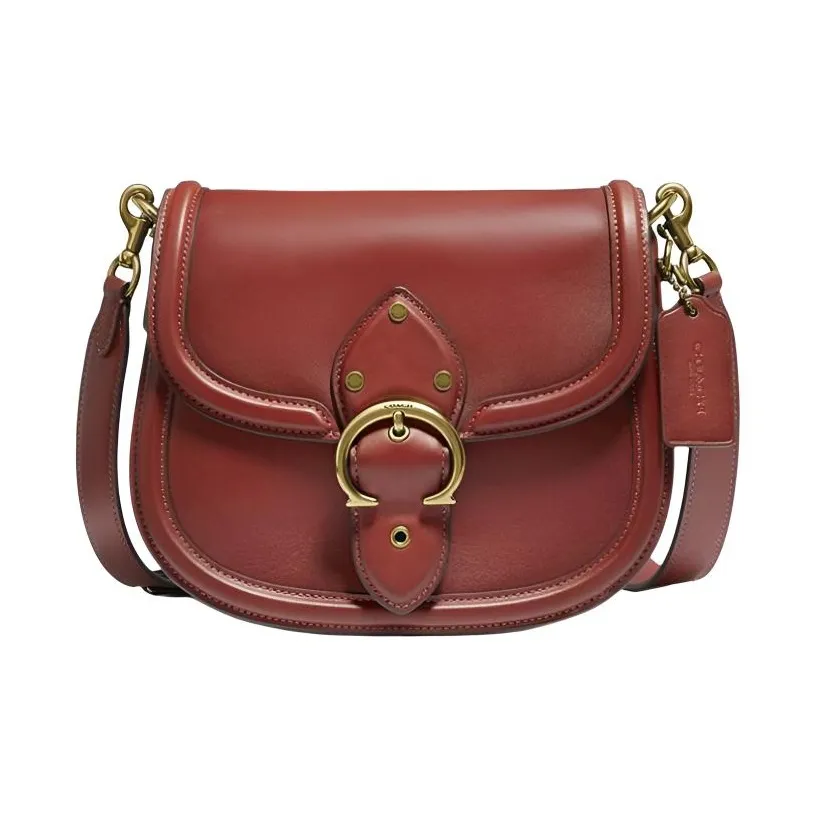 COACH Beat Кожа Седло Сумка, Сумка через плечо, Сумка среднего размера, Женская, Коричнево-красная