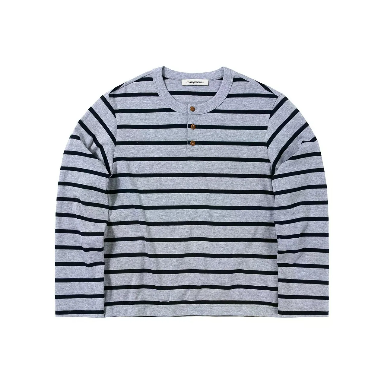 COUNTRY MOMENT Серый Синий Полосы Унисекс T-рубашка
