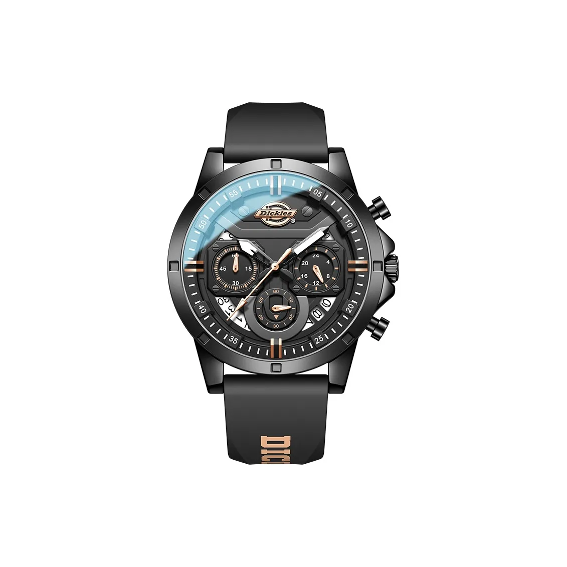 Dickies Мужские часы Кварцевый механизм Силиконовый ремешок Черный циферблат Коробка Лимитированная серия