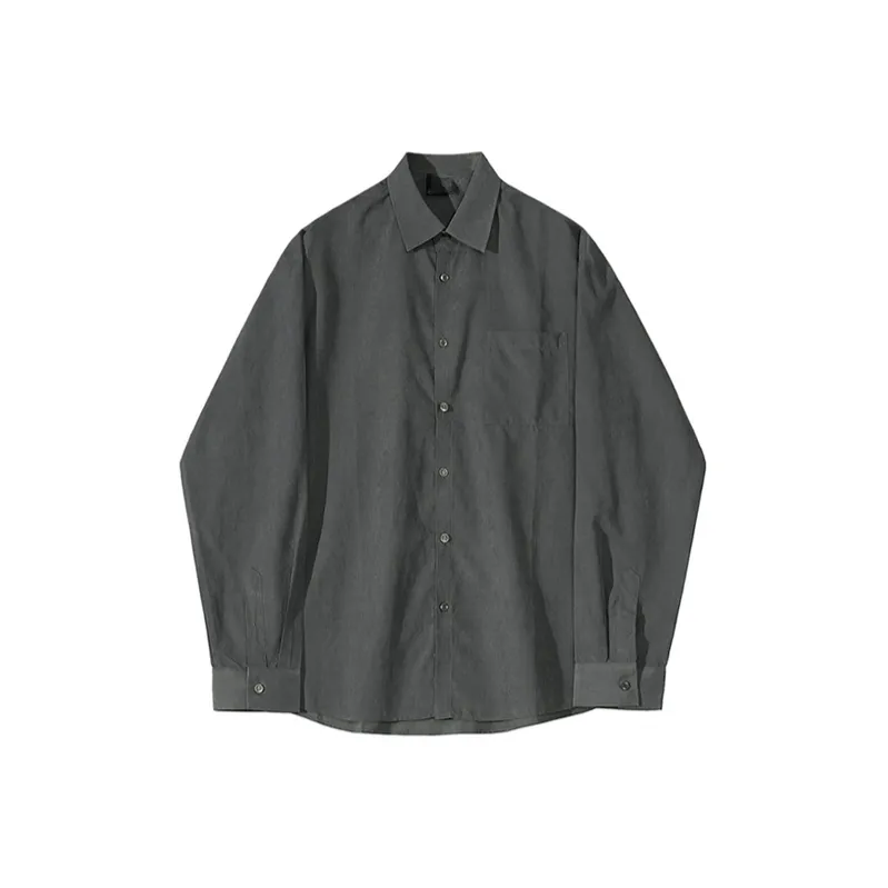 LPEF Повседневная длинная рубашка с длинным рукавом мужская осенняя корейский стиль свободный крой премиальное ощущение рубашка не требующая глажки унисекс