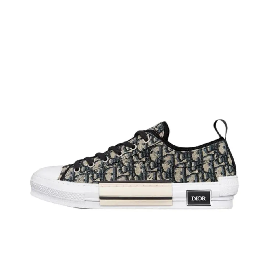 DIOR B23 Low Top Skateboard Shoes Unisex Beige Black