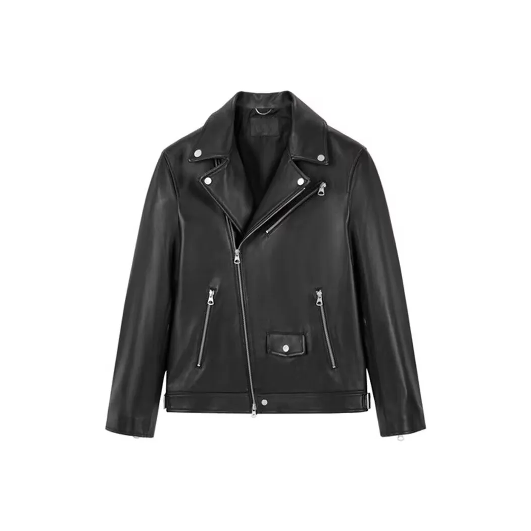 TONYBEAR Отложной воротник Длинный рукав ПУ (полиуретан) Искусственная кожа Байкерка Мужская