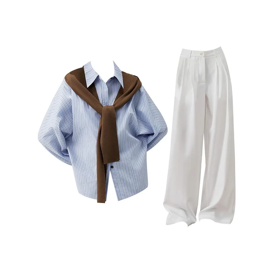MARIE·COCO Рубашка + Шаль + Брюки Женские Повседневные Костюмы