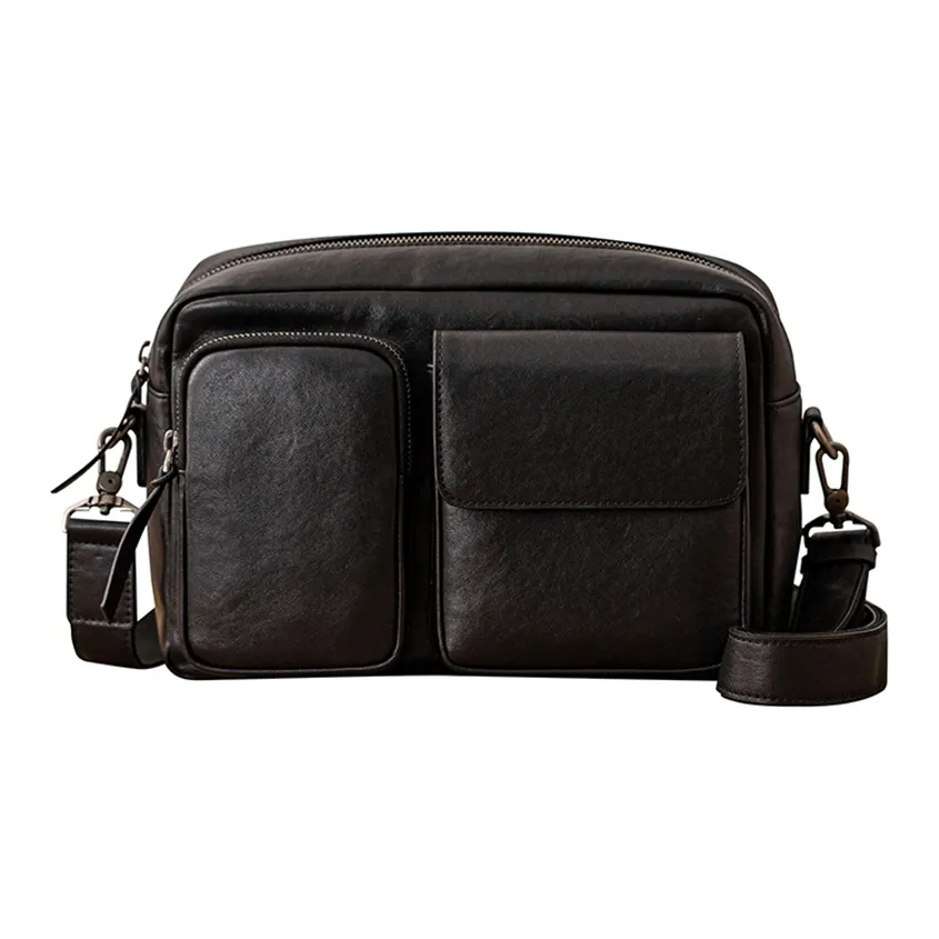 Back Step Сумка через плечо из коровьей кожи среднего размера мужская черная