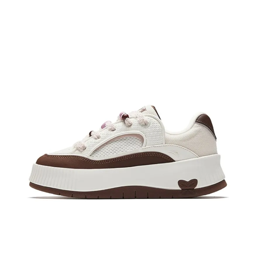 ANTA Износостойкие Дышащие Низкие Кроссовки для скейтбординга Женские Белые Коричневые