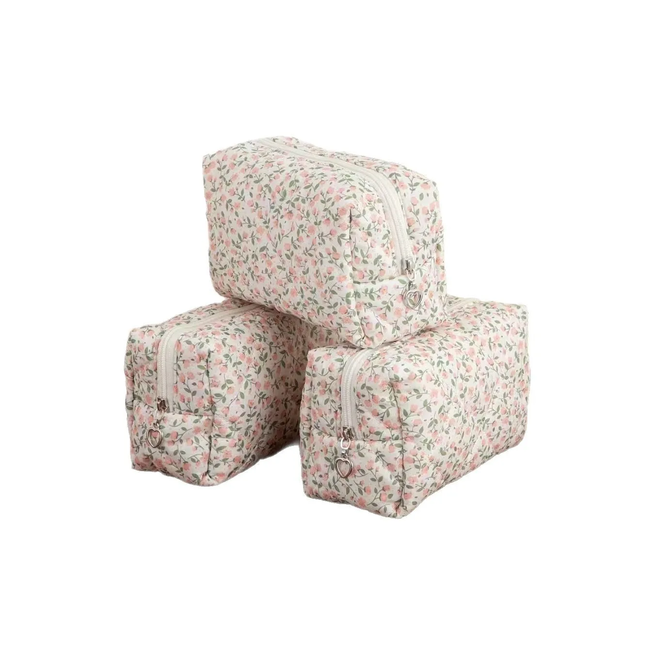 Wei Beauty Сердце Серебряный Pull TAB Розовые цветы Большой Lipstick Мешок для хранения Женские Мешок для хранения Headphone Cable Косметички