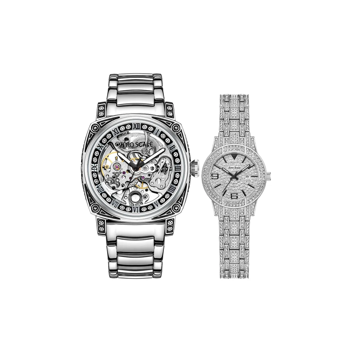 Zero Scale Кварц Автоматический Механический Механизм Металлический Ремешок Часы Унисекс Серебристый Циферблат