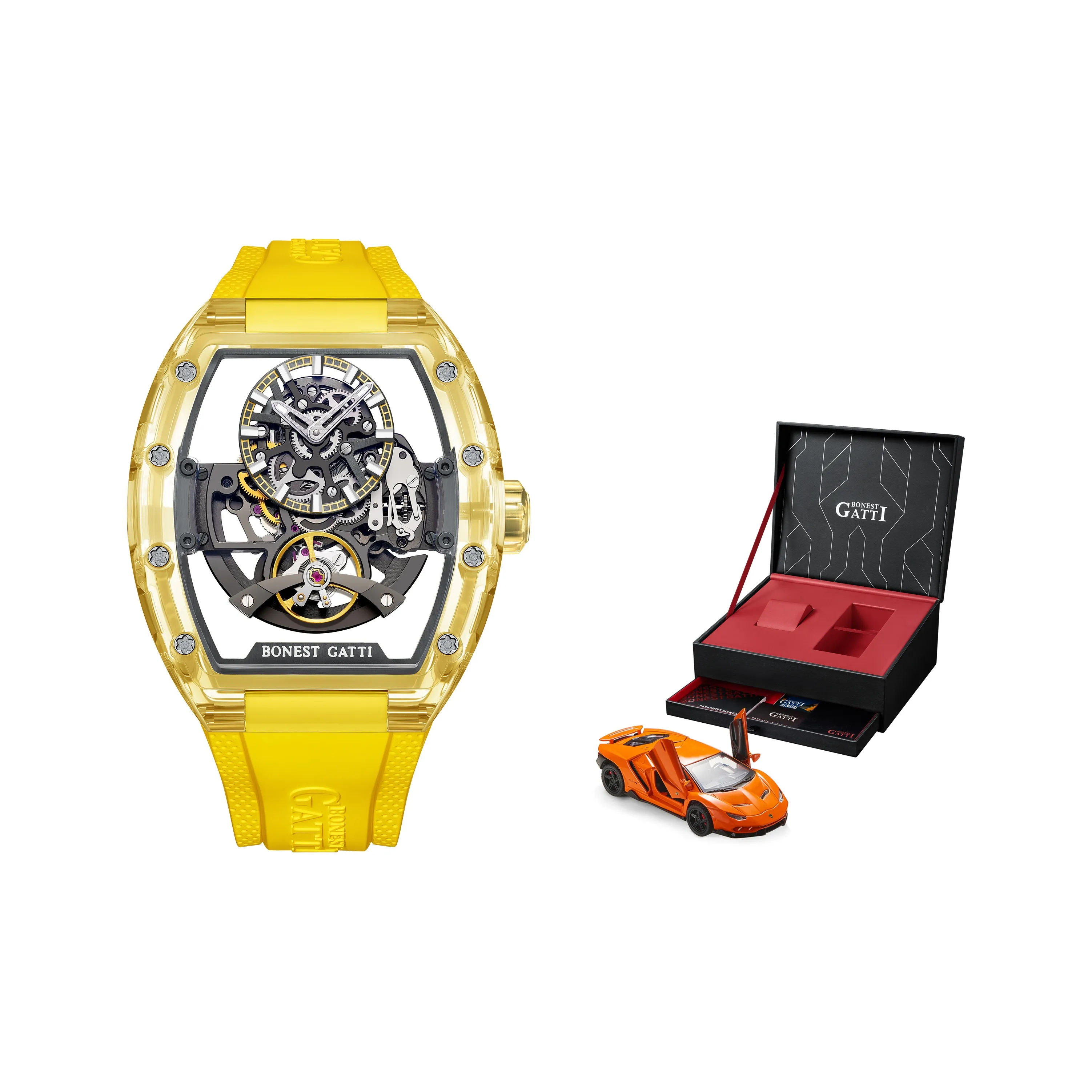 BONEST GATTI King Speed Автоматический Механический Механизм Резиновый Ремешок Мужские Часы Черепный Циферблат