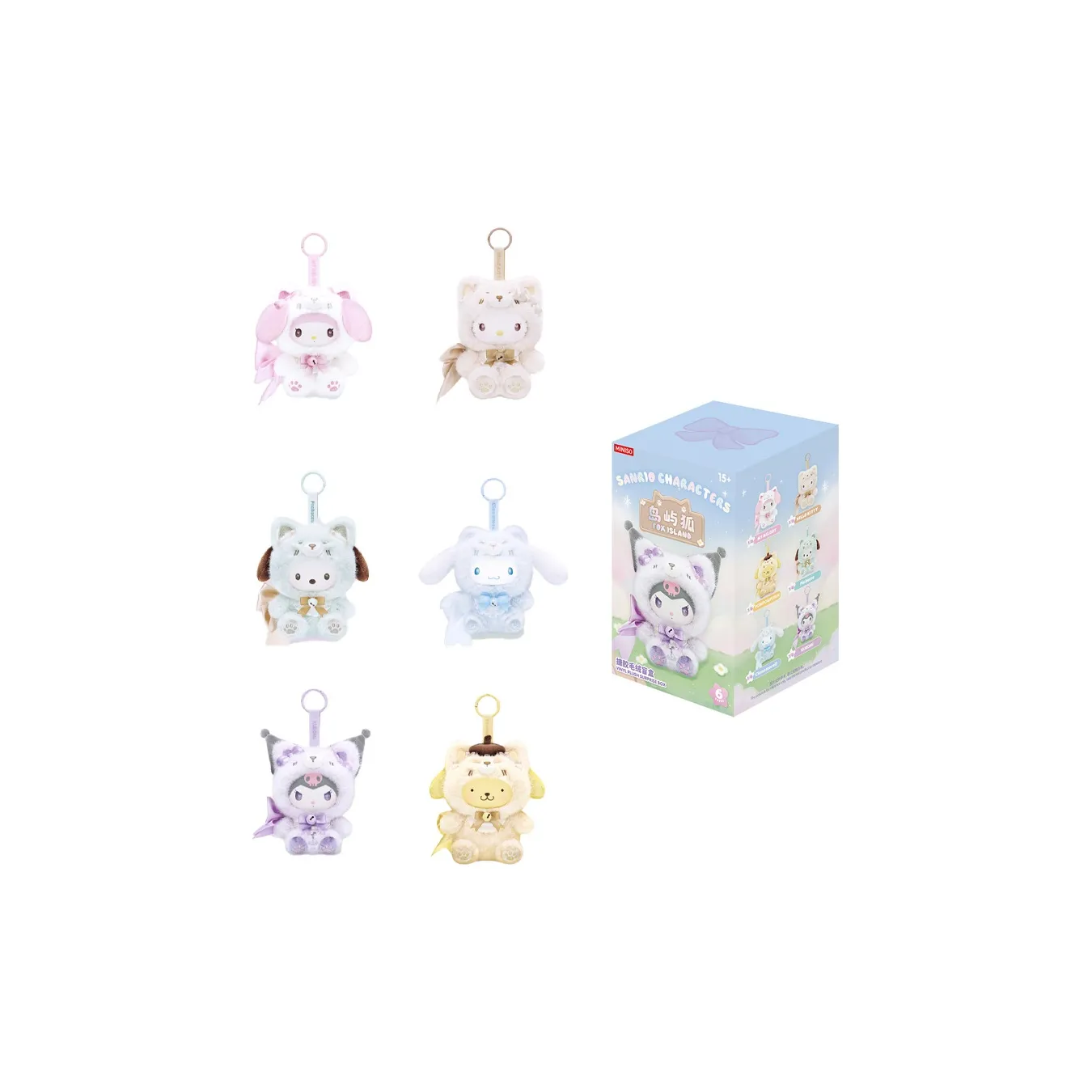 Miniso x Sanrio Family Island Fox Collection Blind Boxes Single Mystery Box Целая коробка 6 шт