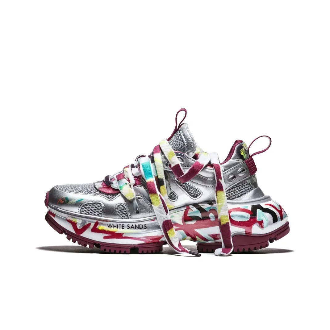 WHITE SANDS Износостойкие Дышащие Низкие Кеды Мужские Ангольский Радужный