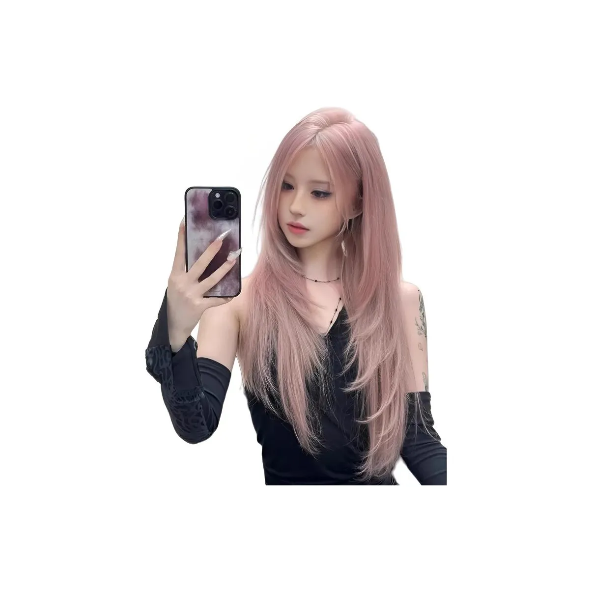 FYOSEE Y2K Горячая девушка COS Средний уровень Часть Высокий уровень Прямые волосы Женская парик Высокая температура Пряжа