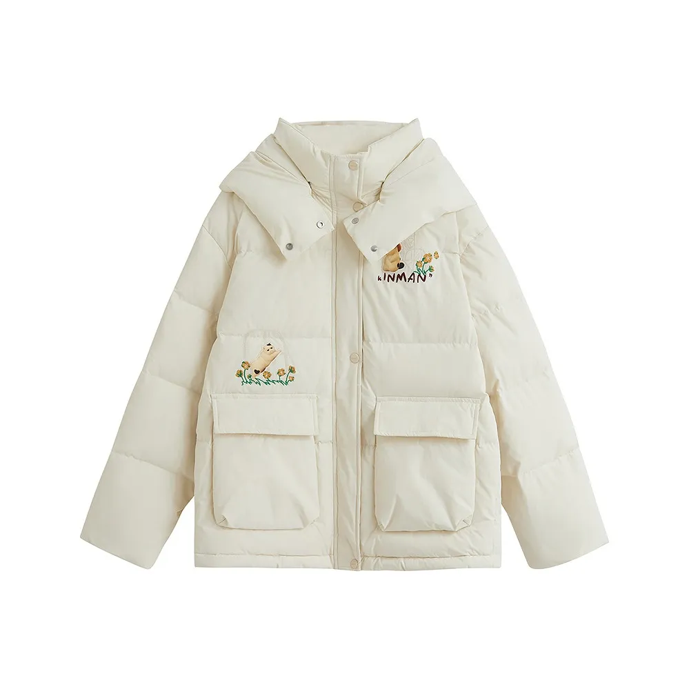 Inman Толстый и не объемный Маленький TREASURE совместный бренд Уменьшение Зимний Доступный Термический Мода Флисовая подкладка Пуховик Женские