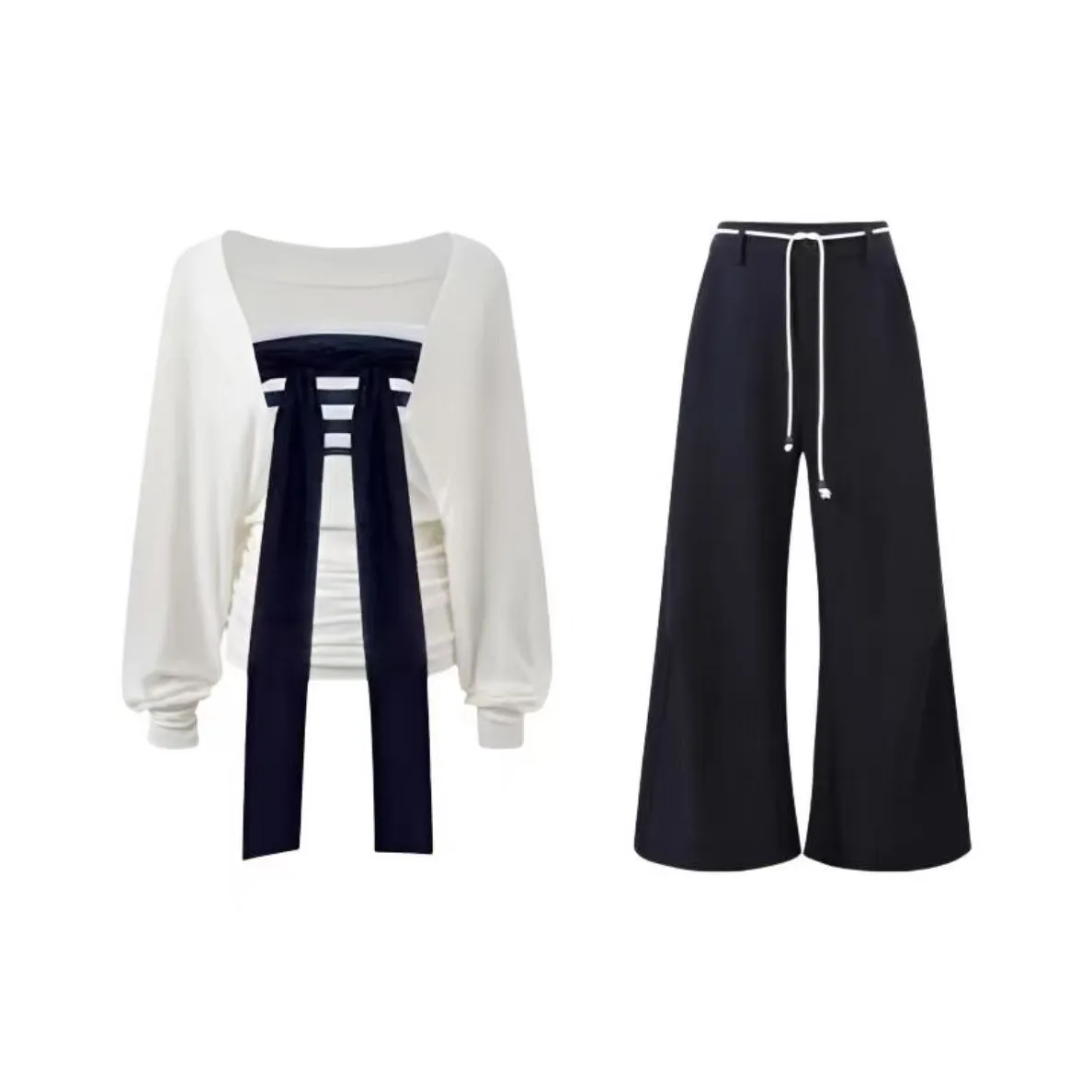 BIFH Без бретелей Топ + COVER UP + Женские Повседневные Брюки Костюмы