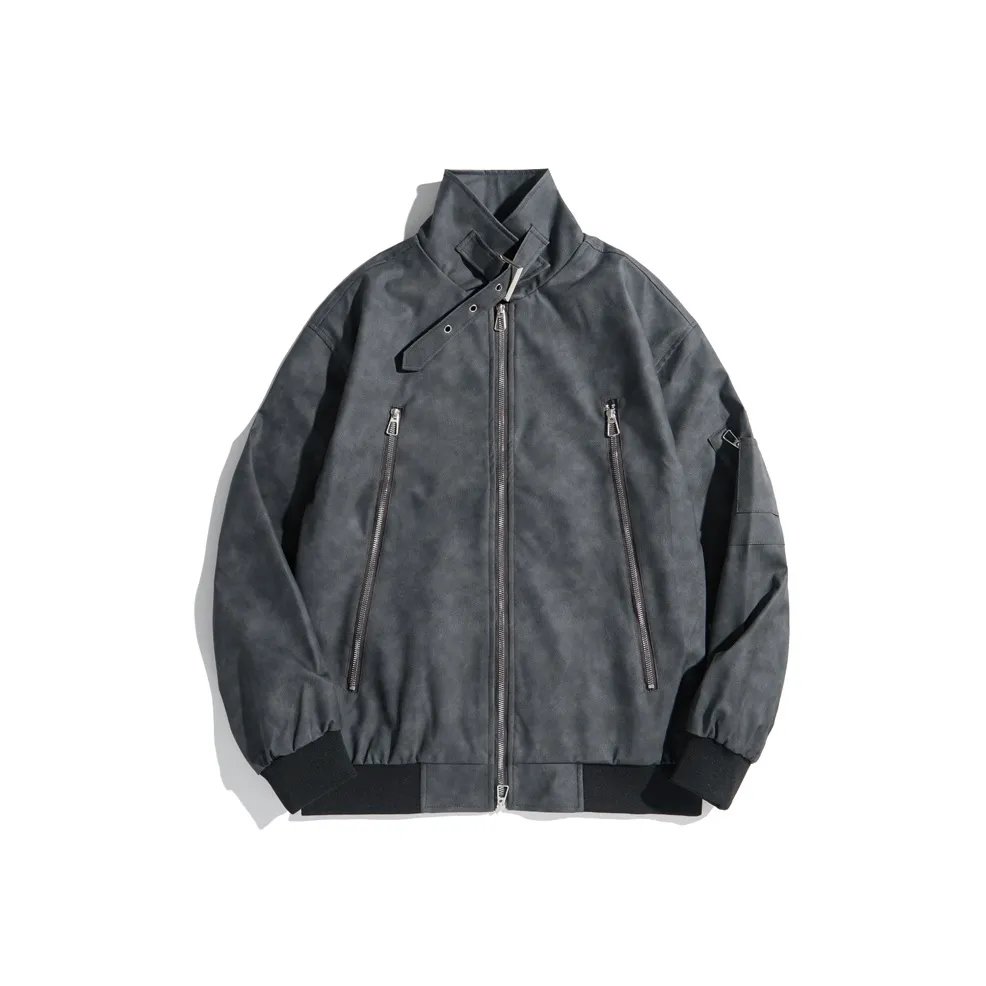 YEARNED Стиль Майярд Винтаж Кожа Куртка Куртка Унисекс