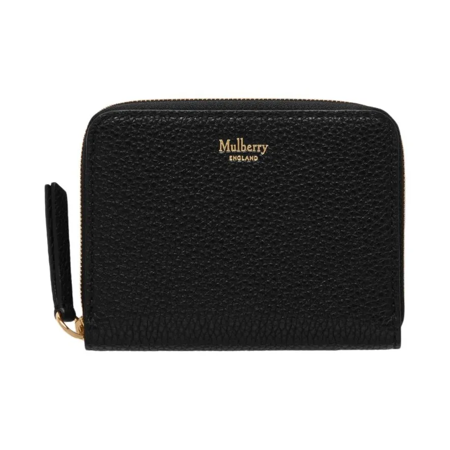 Mulberry Grain Leather Wallet Women's Black
