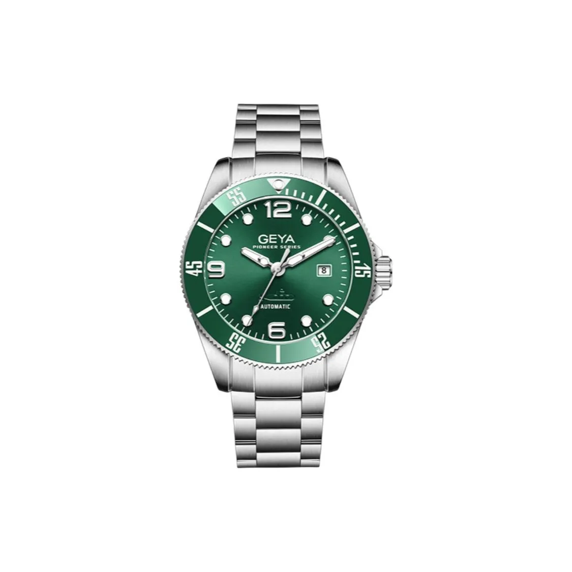 GEYA Automatic Mechanical Movement Stainless Steel Strap Watch Men's Watches Green Dial