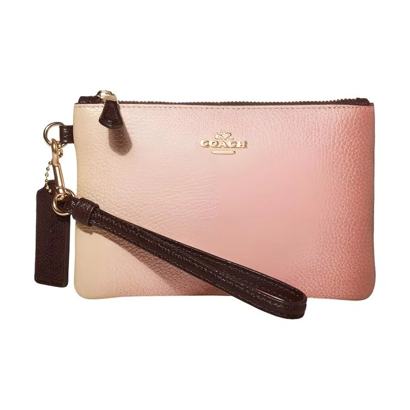 COACH Corner Zip Кожа Клатч Маленький Женский Градиент Розовый