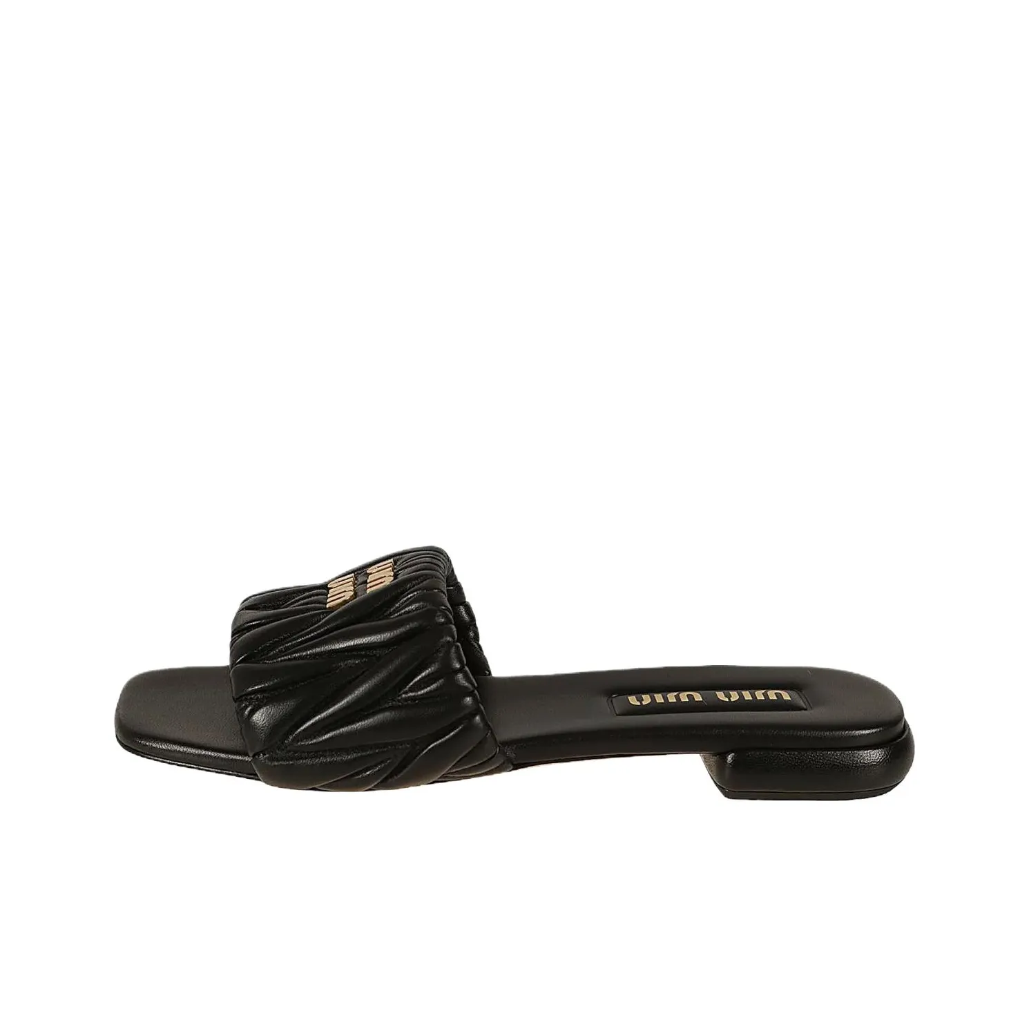 MIU MIU Matelassé Slide Slippers Women's Black