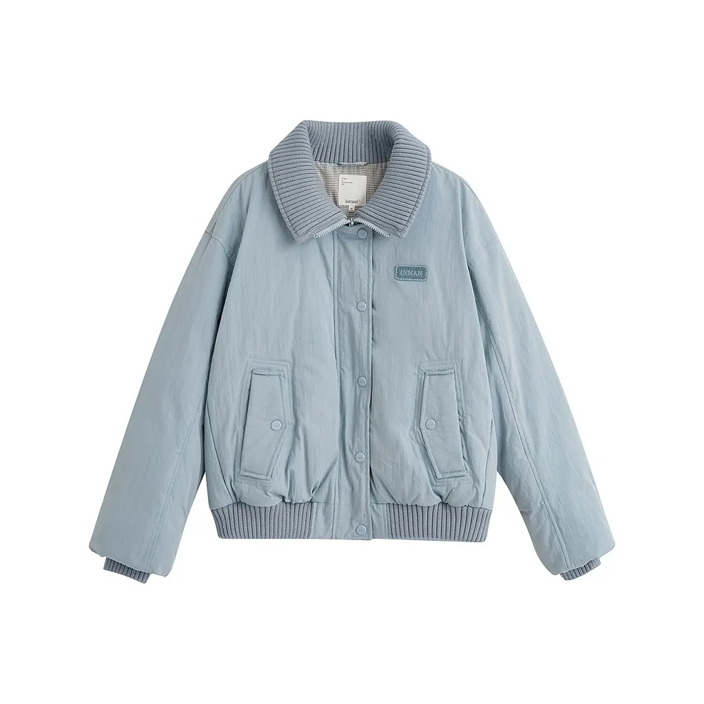 Inman Толстый и не объемный Маленький TREASURE совместный бренд Уменьшение Зимний Доступный Термический Мода Флисовая подкладка Пуховик Женские