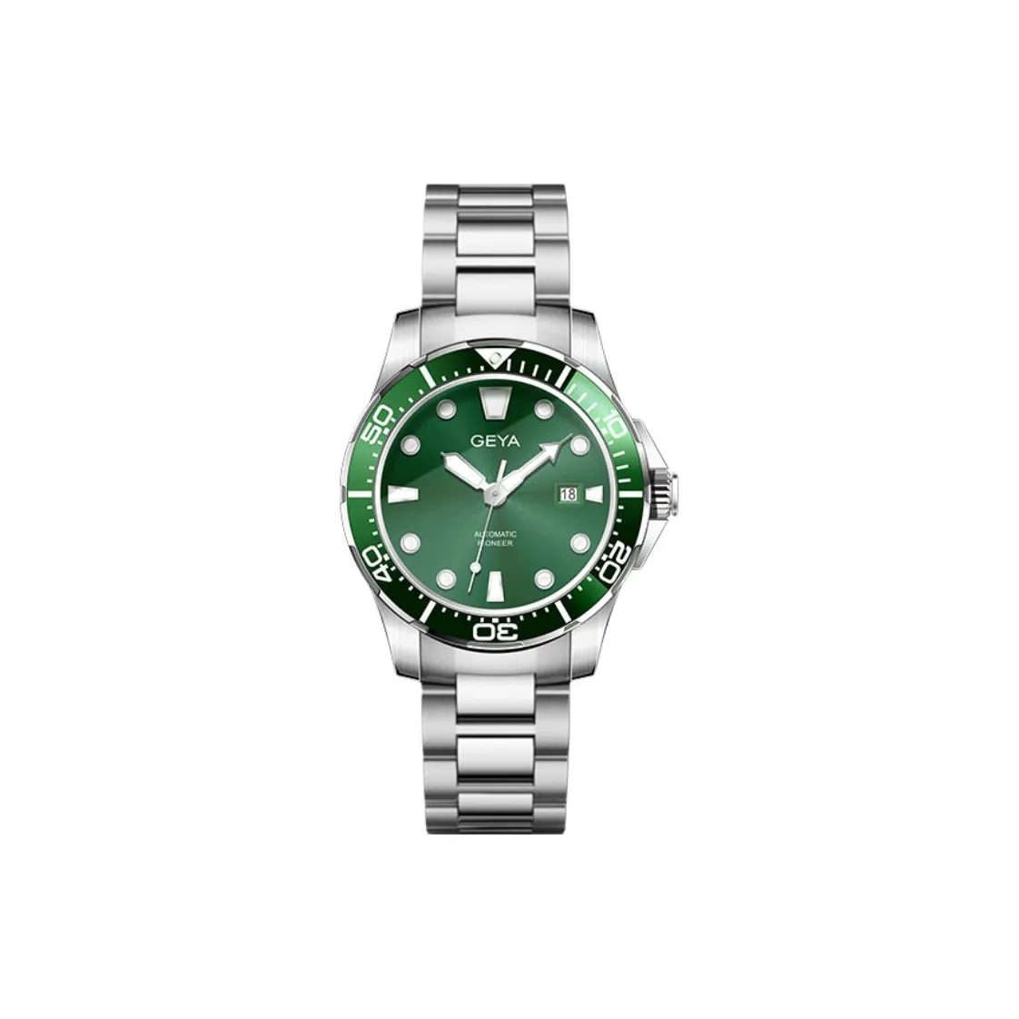 GEYA Ocean Star Automatic Mechanical Movement Stainless Steel Watchband Watch Men's Watches Green Dial