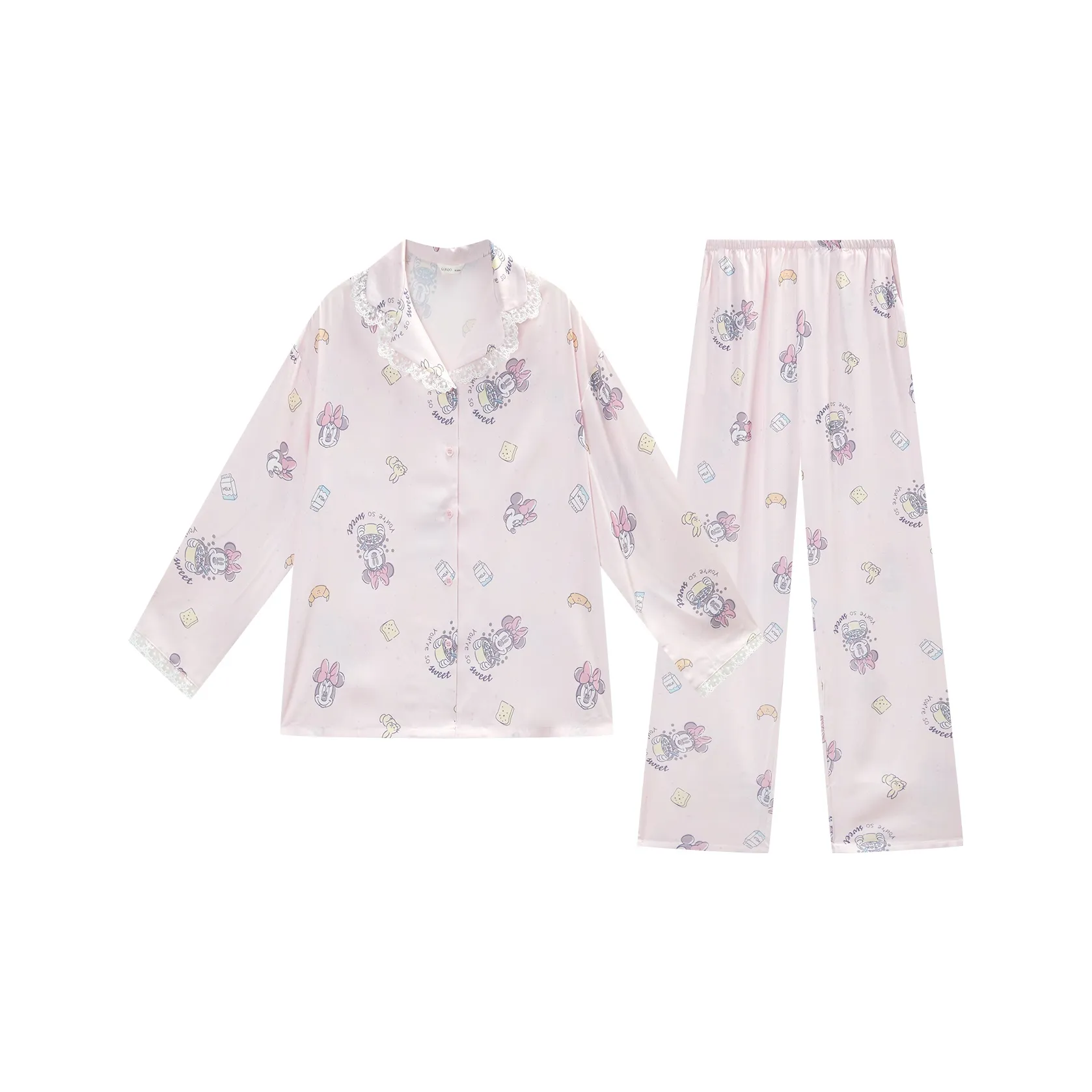 GUKOO x Disney Mickey Пижамный комплект Женские Серый Абрикос Розовый