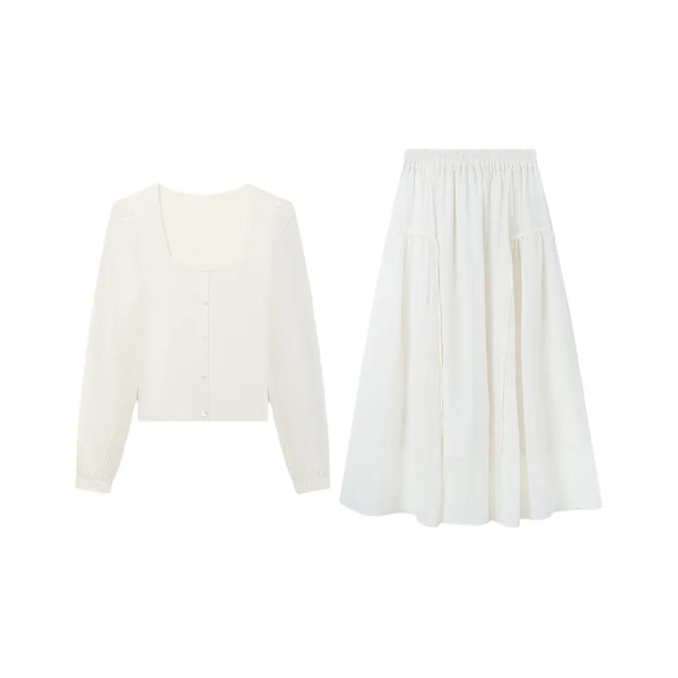 THE SEA LIFE Мороженое Топ + Белая Полу-Юбка Женские Комплекты с Юбкой