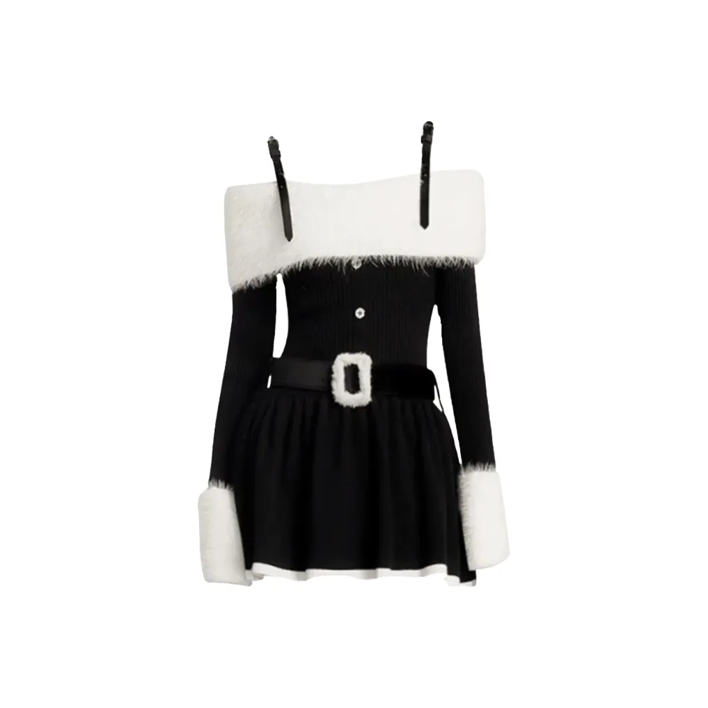 MITX Черные Женские Длинные Платья с Длинными Рукавами