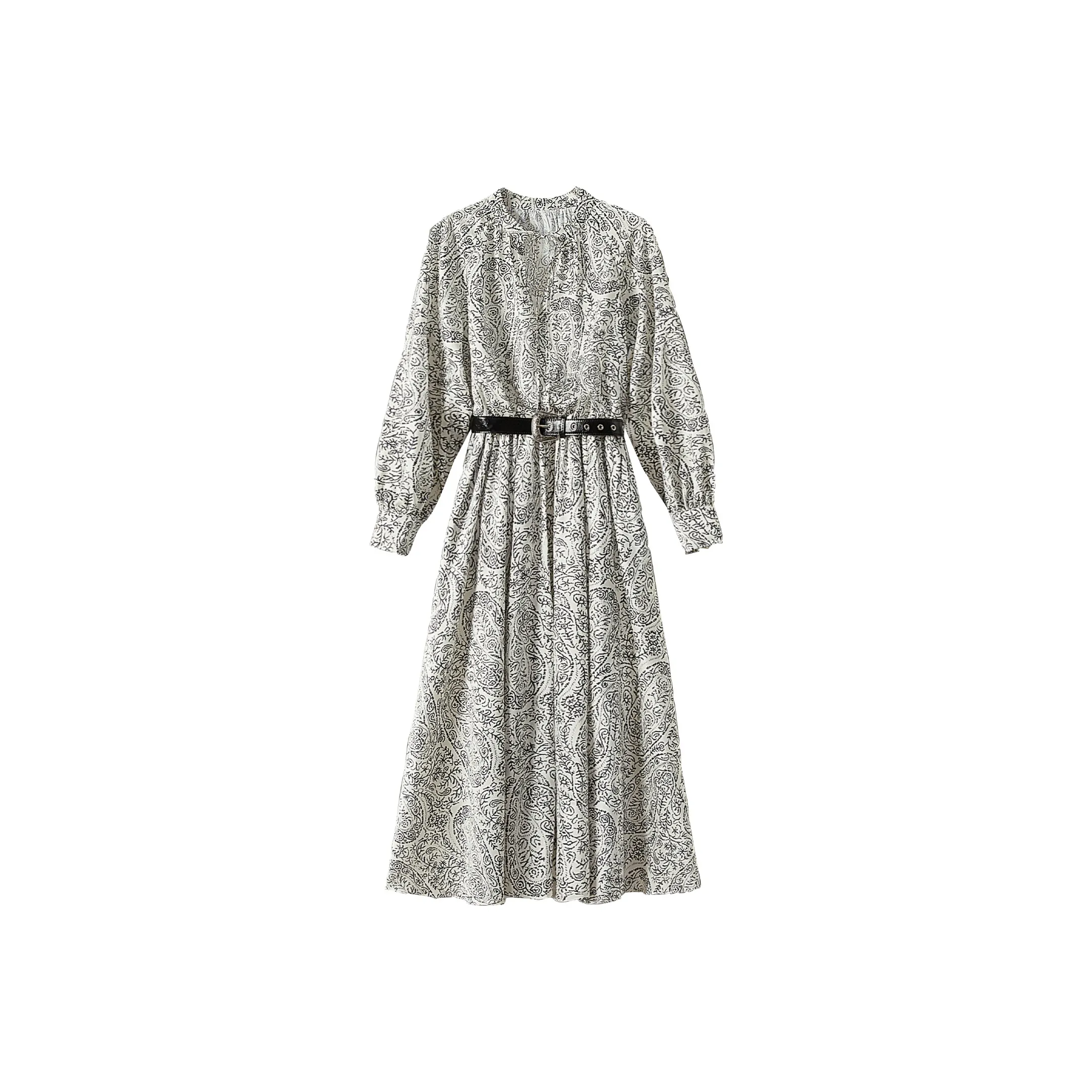 TOUCH Длинный рукав Платье Женское Основа Черный цветочный узор