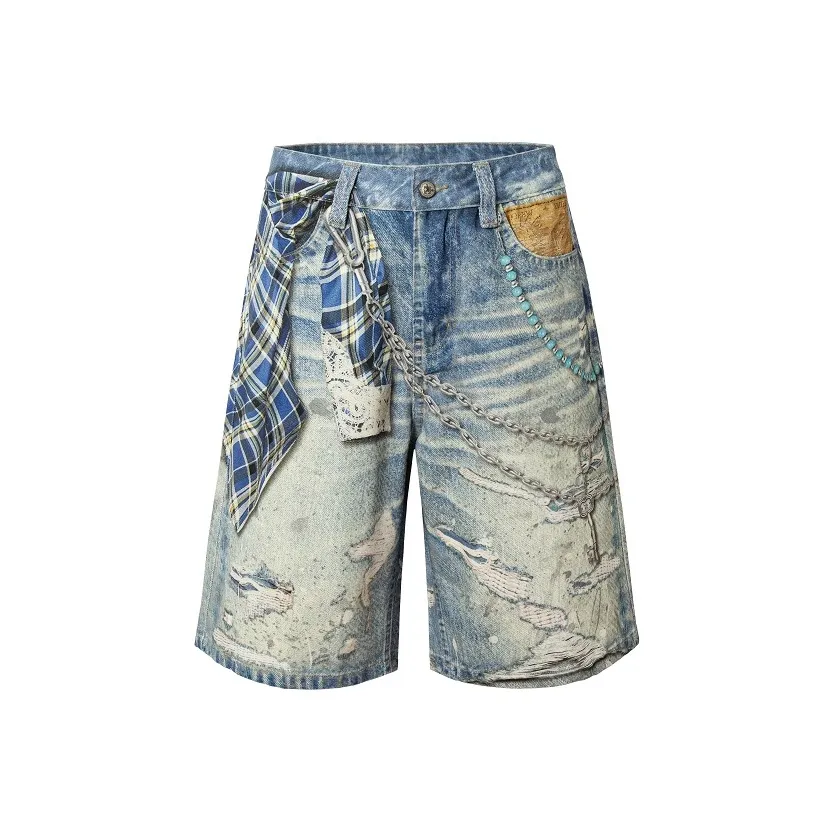 YADcrew Летние джинсовые шорты унисекс синие