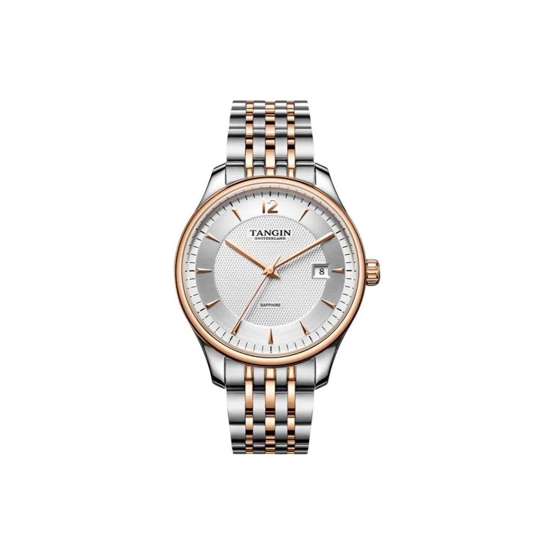 TANGIN Кварцевый механизм Мужские часы Часы 39 мм Белый циферблат Корпус из нержавеющей стали Стальной ремешок