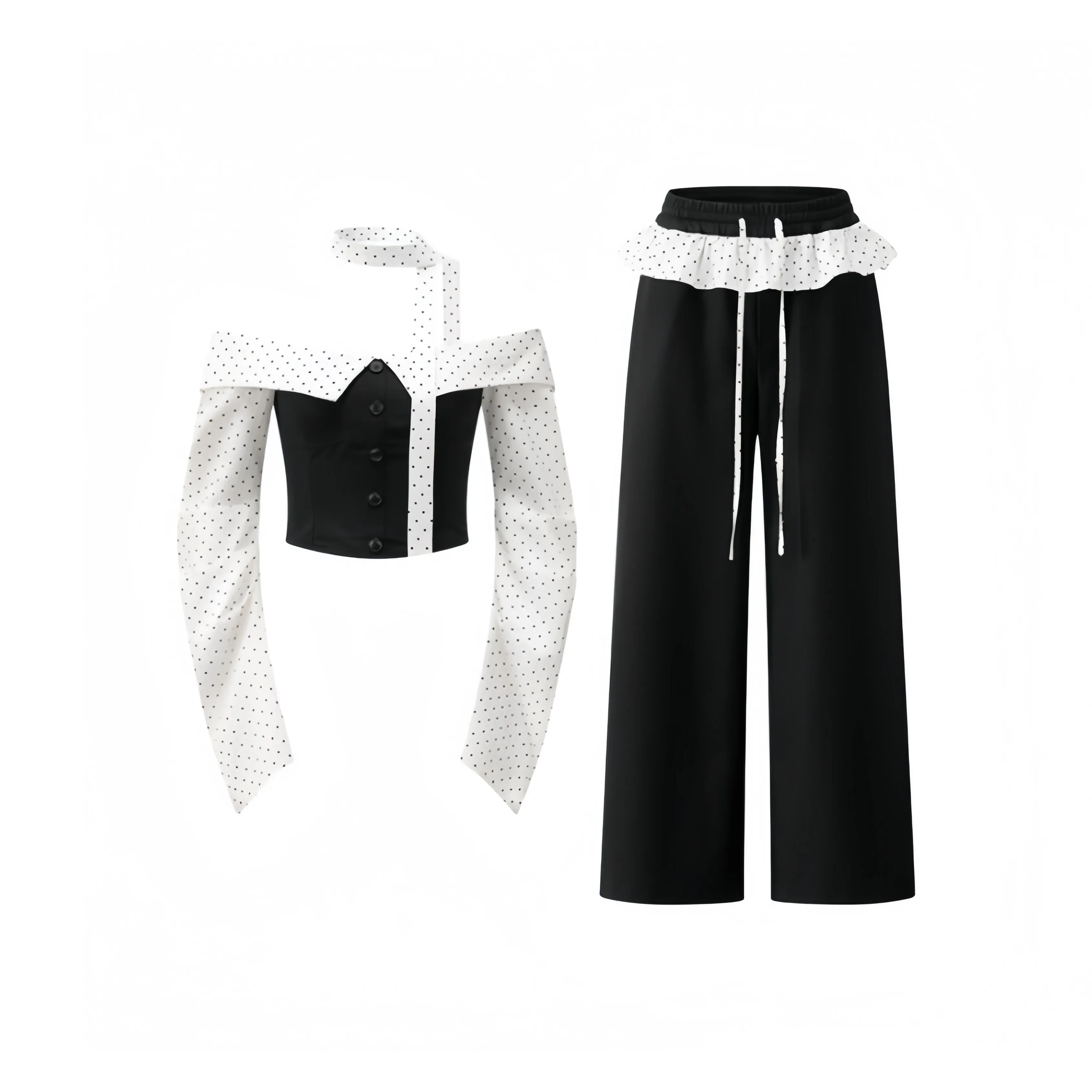 YGPRW Black Set Women's Casual Suits YGPRW Черный комплект Женские Повседневные костюмы