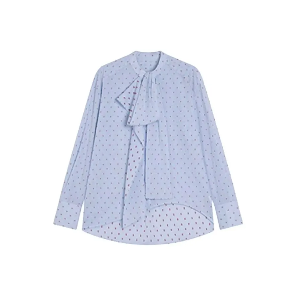 EMDPN Весенний Осенний Синий Клетка Красный Точка Повседневный Универсальный Рубашка Женская