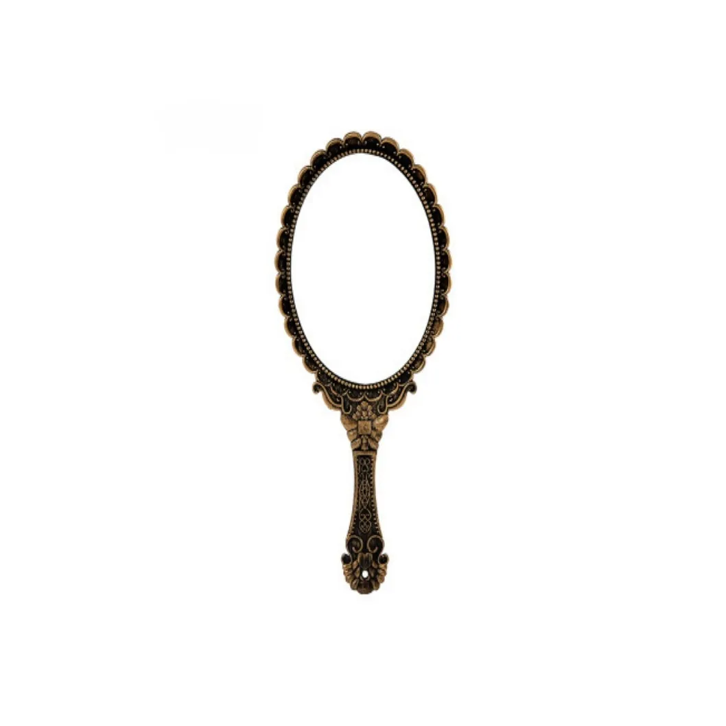 CHUNZHENDEWO Фея Ручной Зеркало для макияжа Винтажный Цветочный Узор Большое Розовое Золото HD Портативное Зеркало для рук