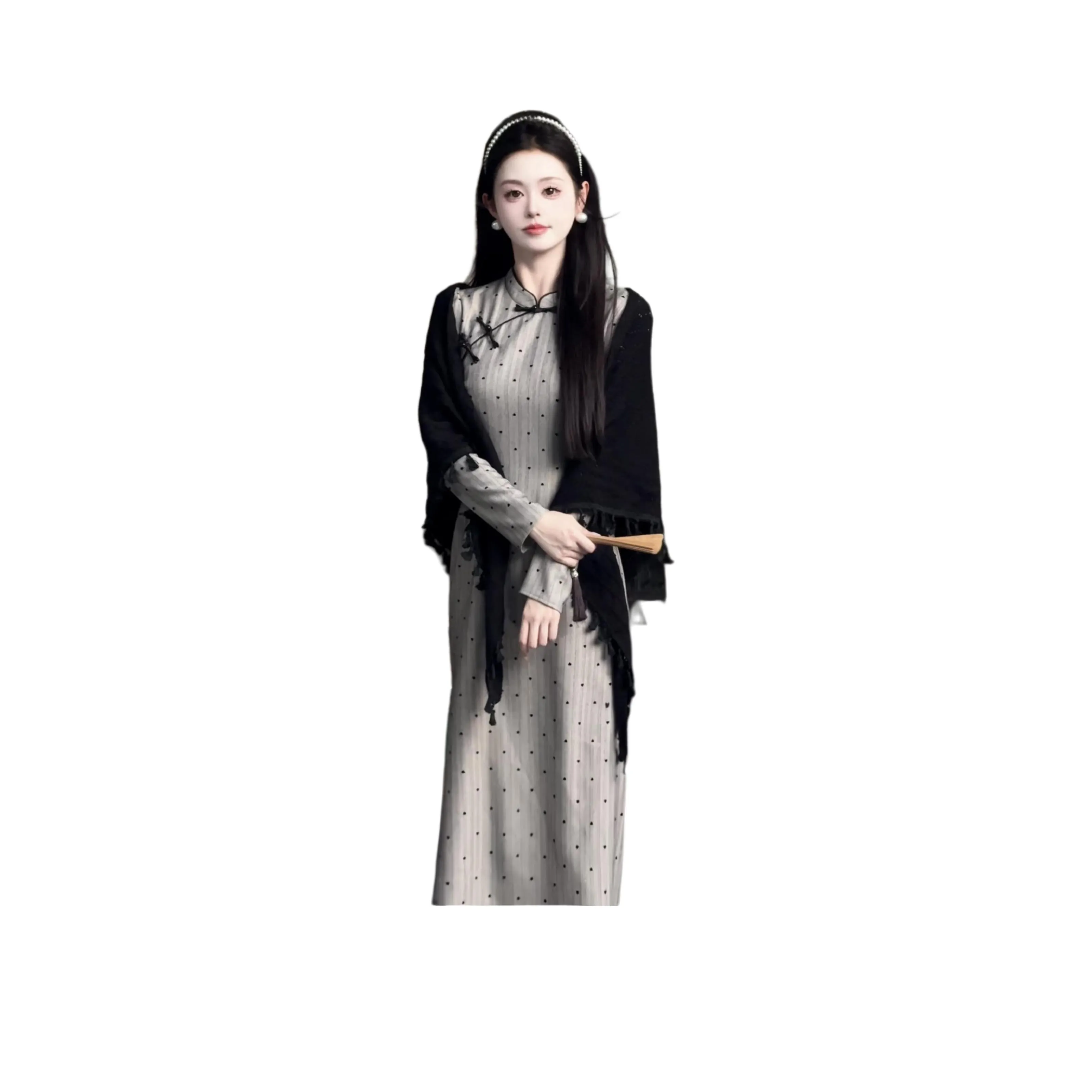 Aghr Длинное платье с длинными рукавами женское