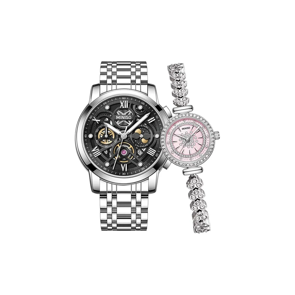 Miniso Black Warrior Collection Couple Watches Кварцевый механизм ремешок из нержавеющей стали унисекс черный циферблат