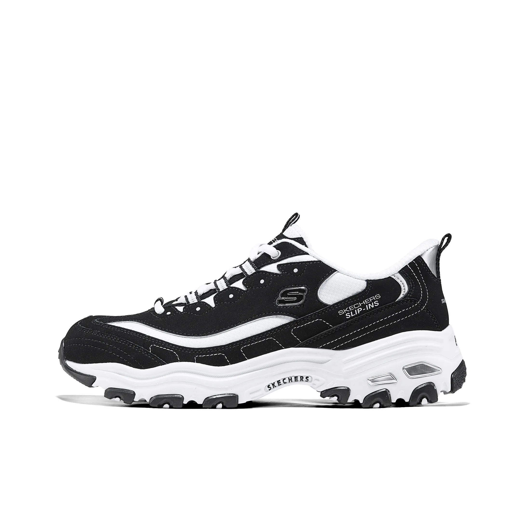 Skechers D'LITES 1,0 Дышащая Поддержка Низкий Топ Кроссовки Мужские Черно-Белые