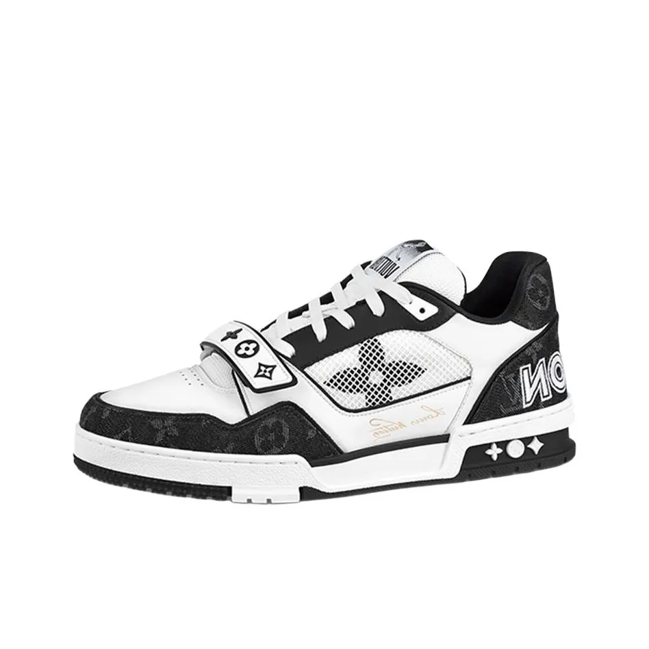 LOUIS VUITTON Trainer Mid Top Skateboard Shoes Women's Black White