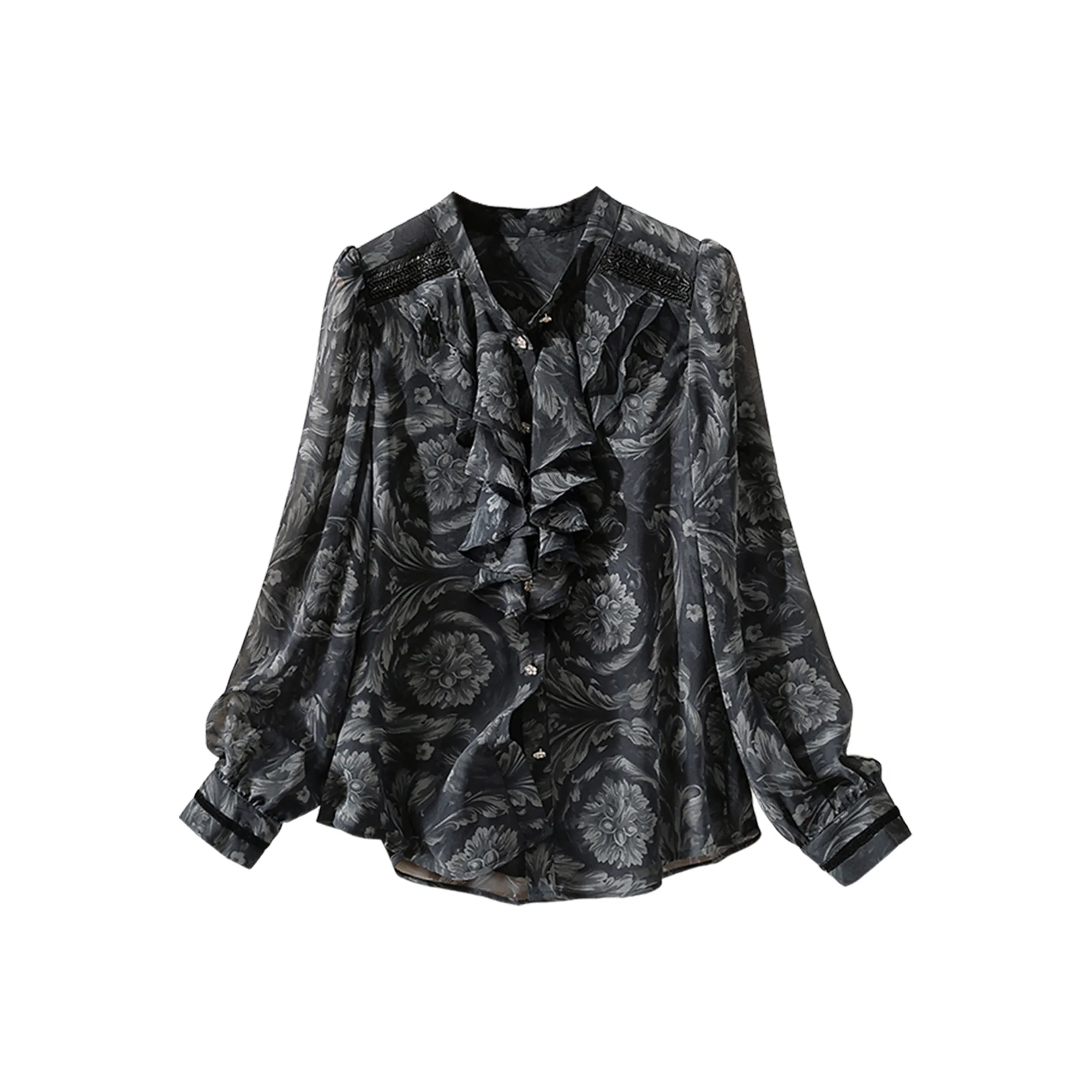 SIBAISHE Темно-серый Вереск Женские Рубашки