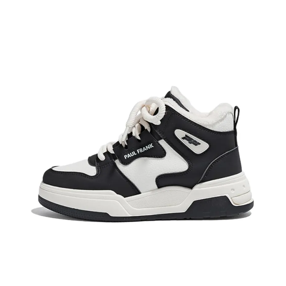 PAUL FRANK Slip Resistant Abrasion Resistant High top Skateboard Shoes Women's Beige Black