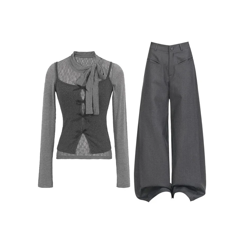 MARIE·COCO Mock Двухкомпонентный комплект топ + штаны женский повседневный костюм