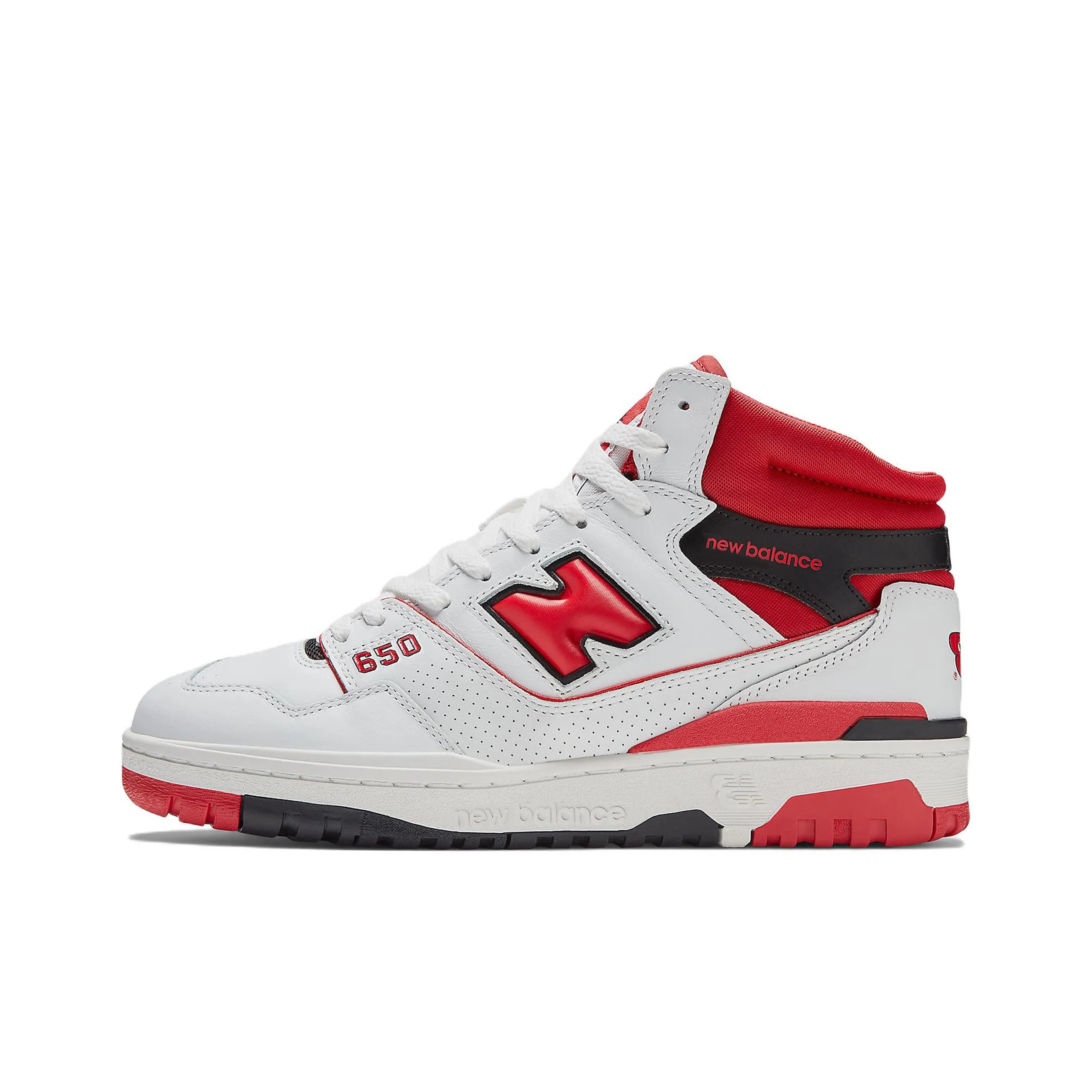 New Balance NB 650 Устойчивый к истиранию Покрытие Легкий MID Топ Винтажные баскетбольные кроссовки Унисекс Белый Красный
