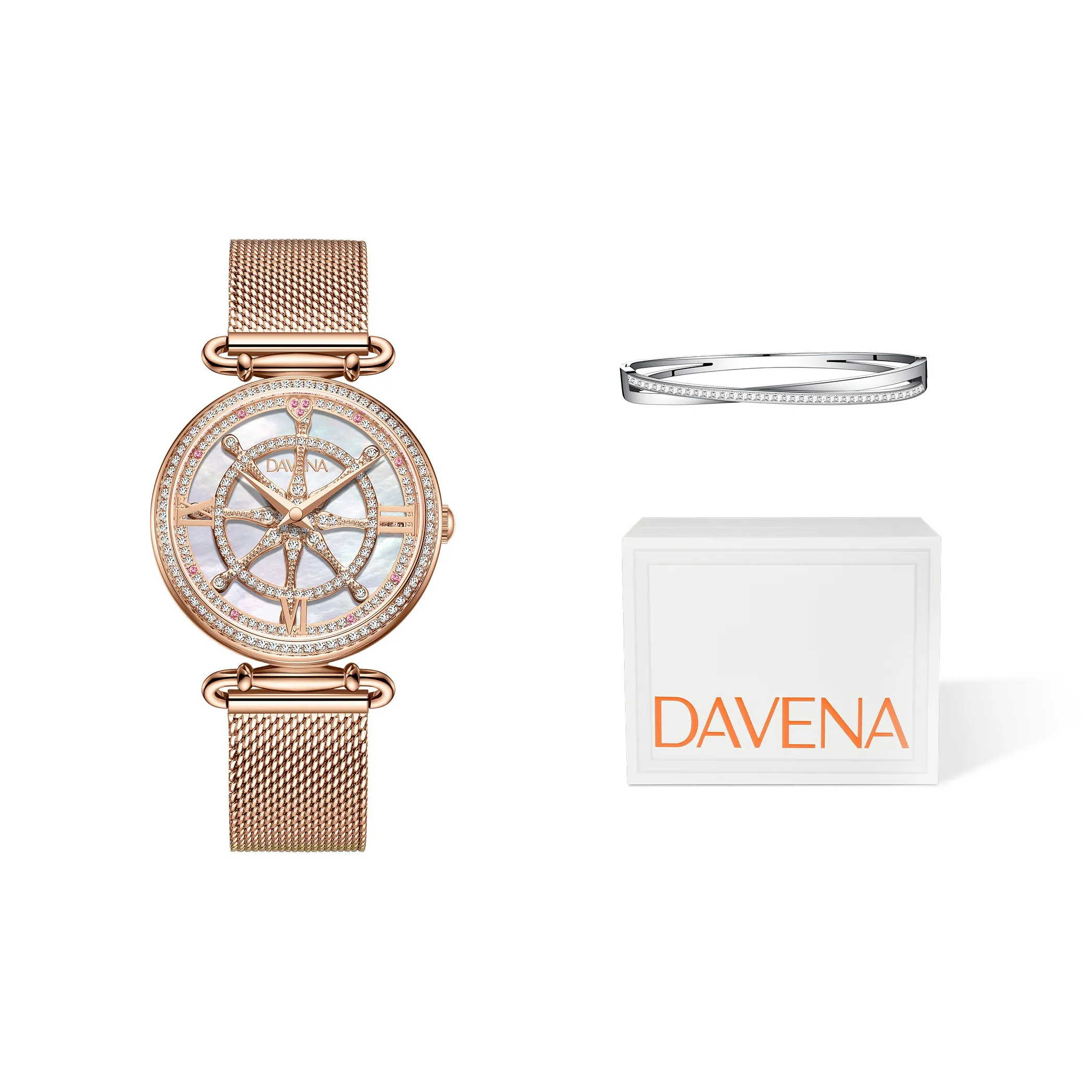 DAVENA Possession Collection Fish4Dogs Кварцевый механизм Часы Женские Жемчужная раковина Циферблат