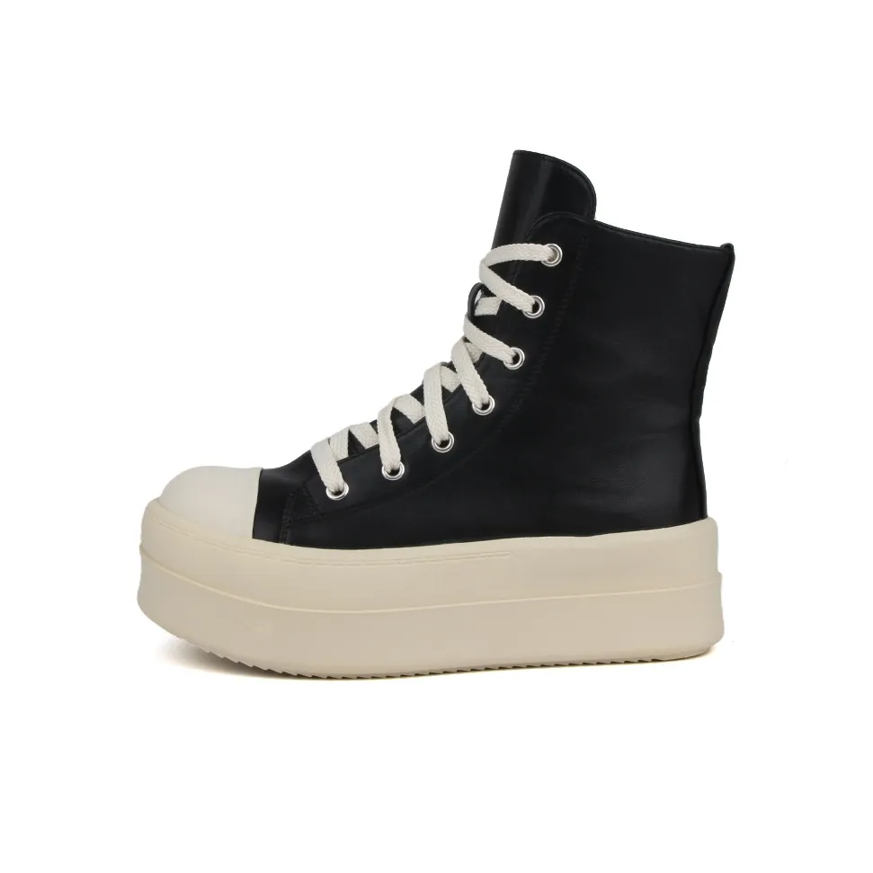 WENPU Height Increasing Abrasion Resistant Lightweight High top Skateboard Shoes Women's Black