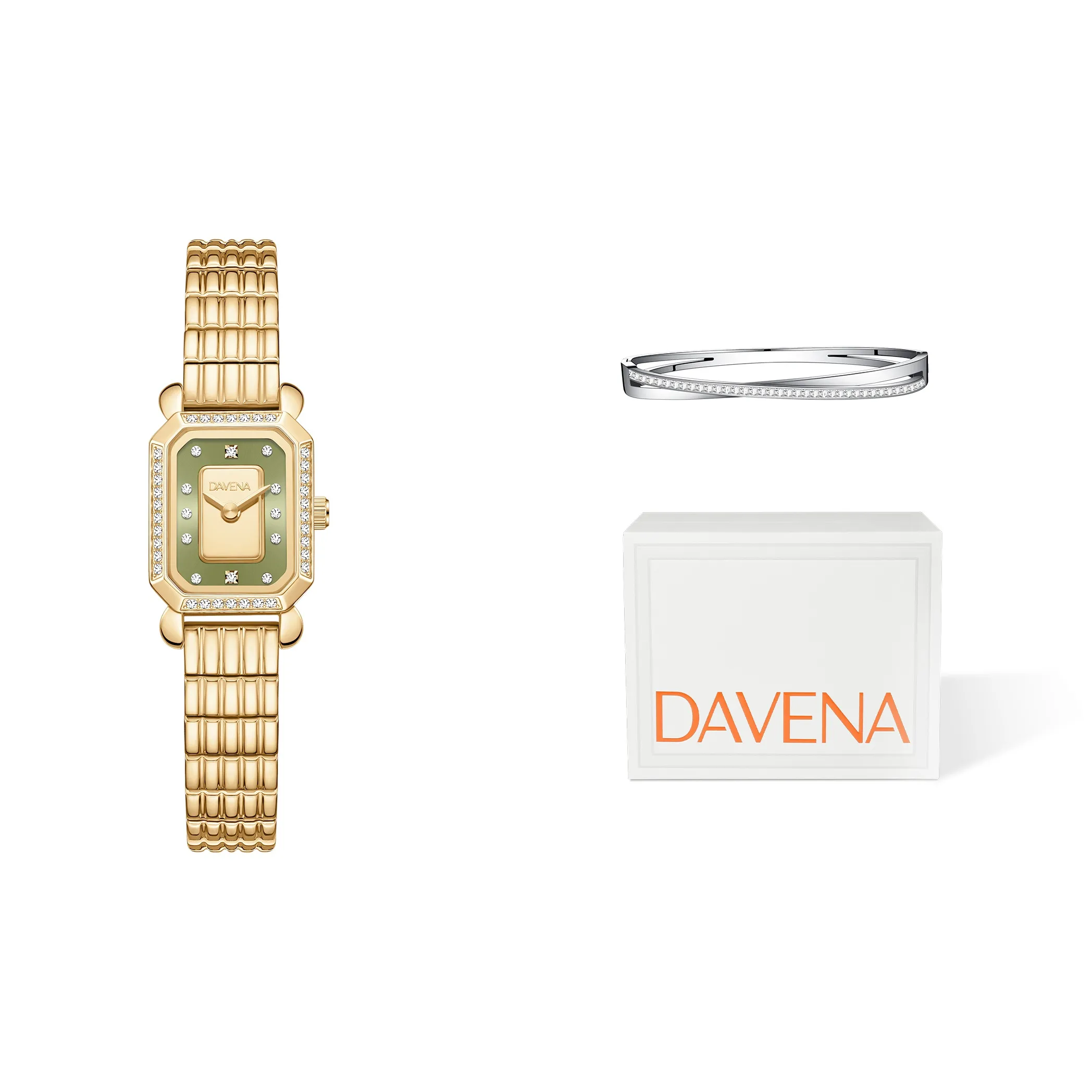DAVENA Free Time Series Часы с австрийским кристаллом квадратный корпус кварцевый механизм ремешок из нержавеющей стали