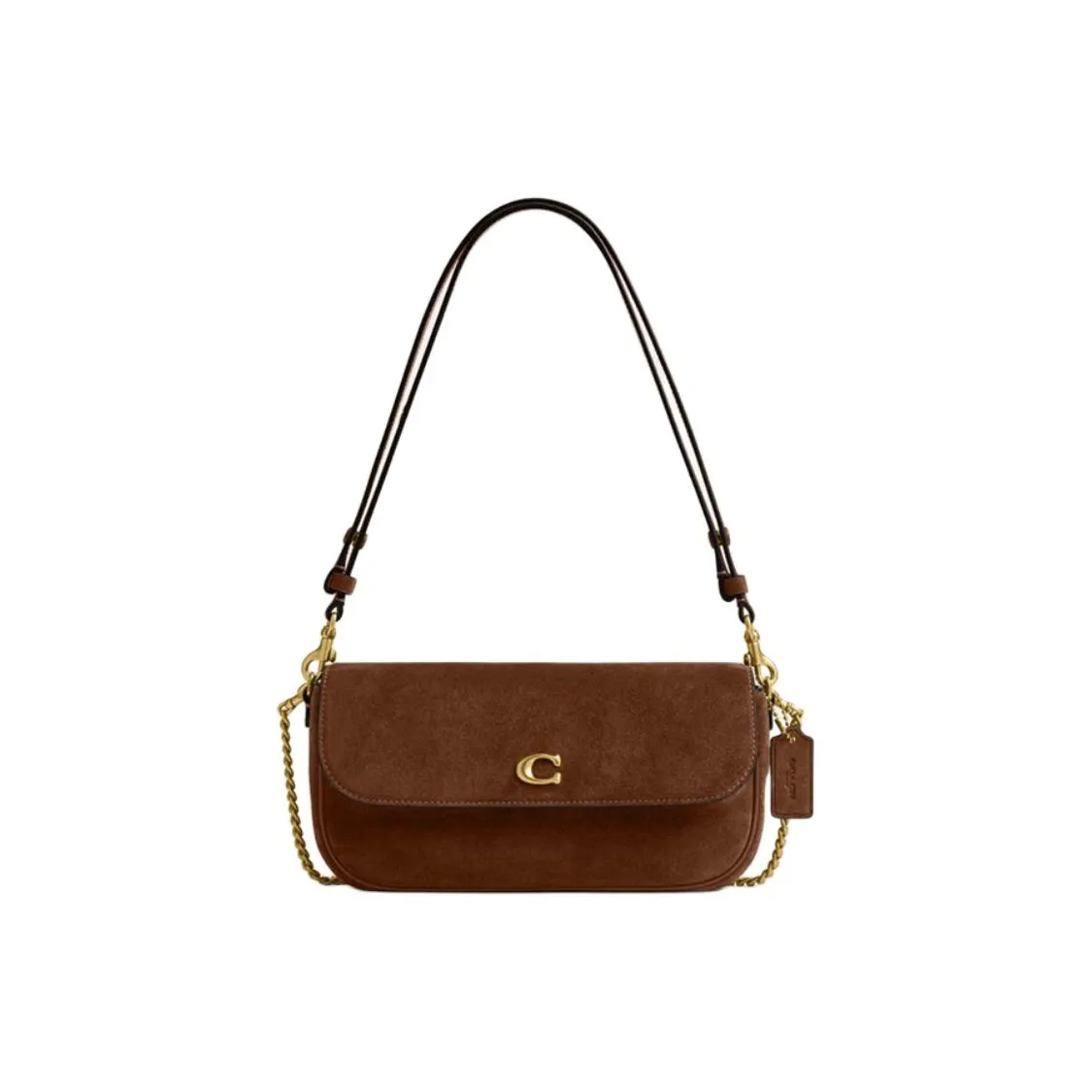 COACH Сумка из коровьей кожи сумка-багет сумка через плечо плечевая сумка среднего размера женская теплый коричневый