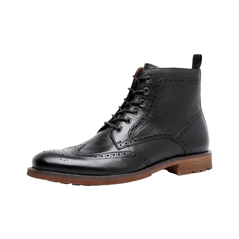 H2 Лицевая коровья кожа Британский стиль Обувь Для мужчин Нишевая Модная Мужская обувь Мартин Ботин Мужской