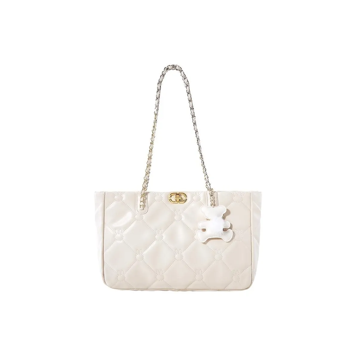 MIFFY ПУ (полиуретан) Сумка-тоут Сумка для покупок Сумка Сумка через плечо Женская Экрю Черная