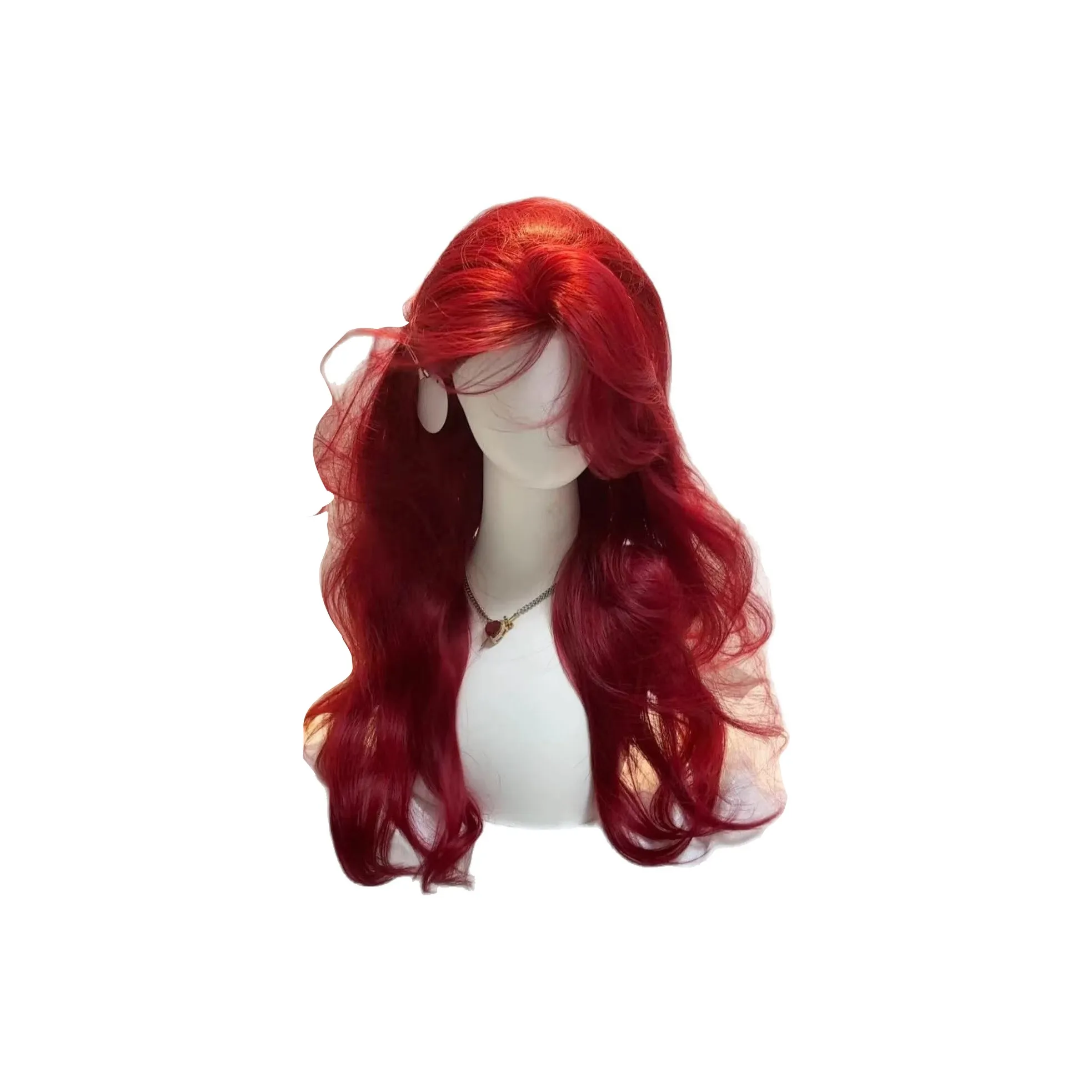 GLUNA King Red Big Wave Curl Женская парик Высокая температура Пряжа