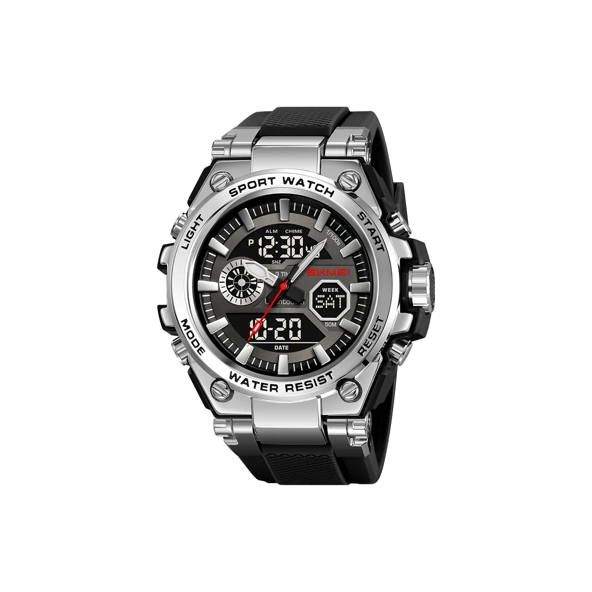 SKMEI Электронный механизм TPU ремешок Часы Мужские Черный циферблат